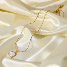 Load image into Gallery viewer, Square Moon Stone Pendant Necklace