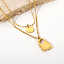 Load image into Gallery viewer, LAYERED LOCK PENDANT NECKLACE