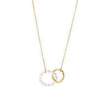 Load image into Gallery viewer, Pearl Double Ring Pendant Necklace