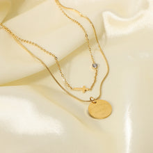 Load image into Gallery viewer, Letter Nameplate Cross Pendant Layered Necklace