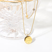 Load image into Gallery viewer, Letter Nameplate Cross Pendant Layered Necklace