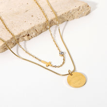 Load image into Gallery viewer, Letter Nameplate Cross Pendant Layered Necklace