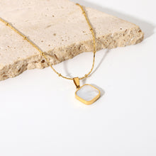 Load image into Gallery viewer, Square Moon Stone Pendant Necklace