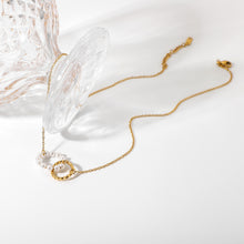 Load image into Gallery viewer, Pearl Double Ring Pendant Necklace