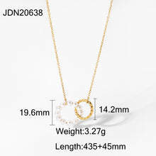 Load image into Gallery viewer, Pearl Double Ring Pendant Necklace