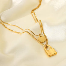 Load image into Gallery viewer, LAYERED LOCK PENDANT NECKLACE